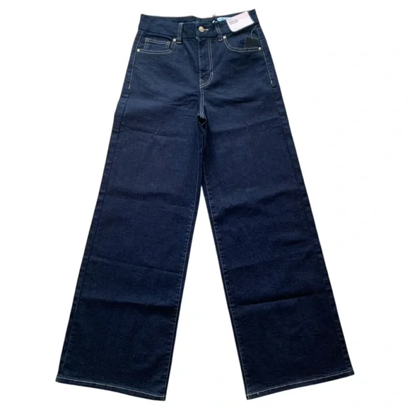 BCBG Generation Wide Leg Jeans Indigo Rinse High Rise Trouser Denim 7/28 NWT - Picture 2 of 7